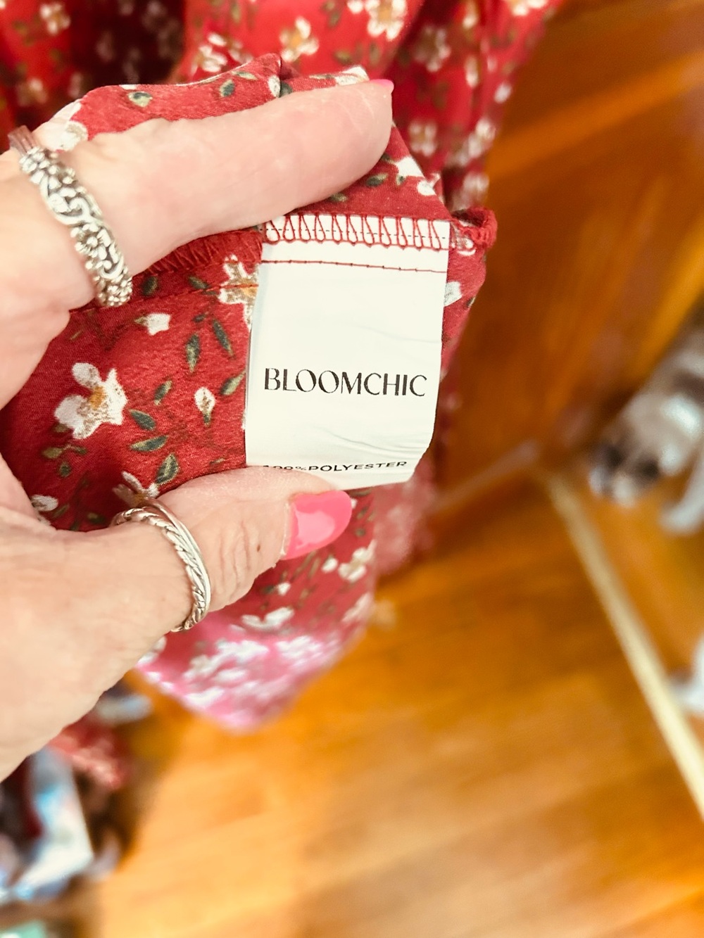 Burgundy Floral Midi Dress NWT - Picture 4 of 5